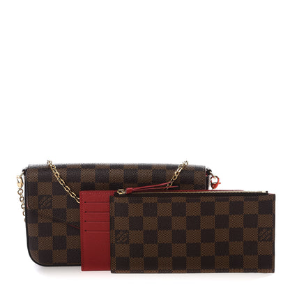 Louis Vuitton Damier Ebene Pochette Felicie Chain Wallet 2 of 12