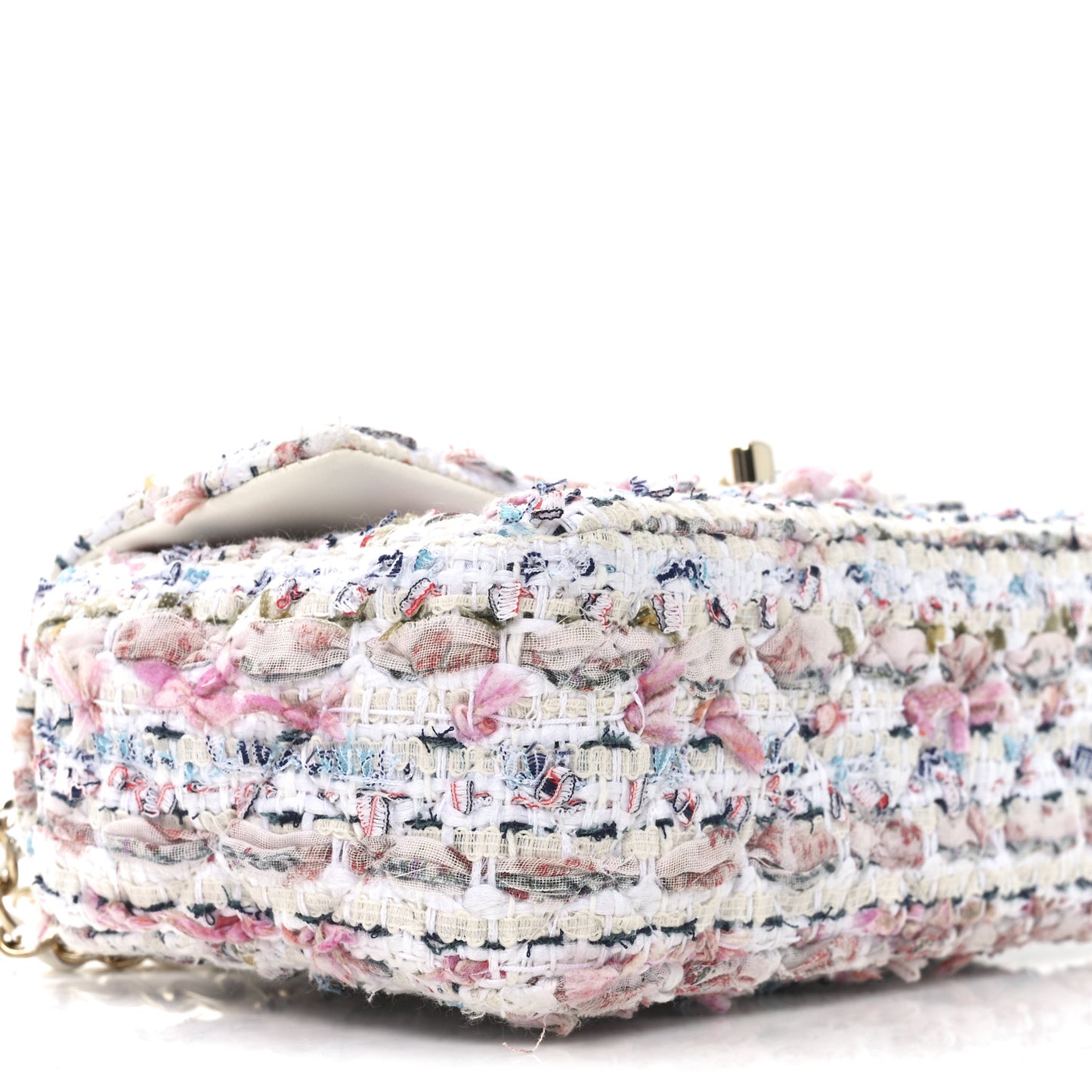 Tweed Quilted Mini Rectangular Flap Ecru Pink Blue Green