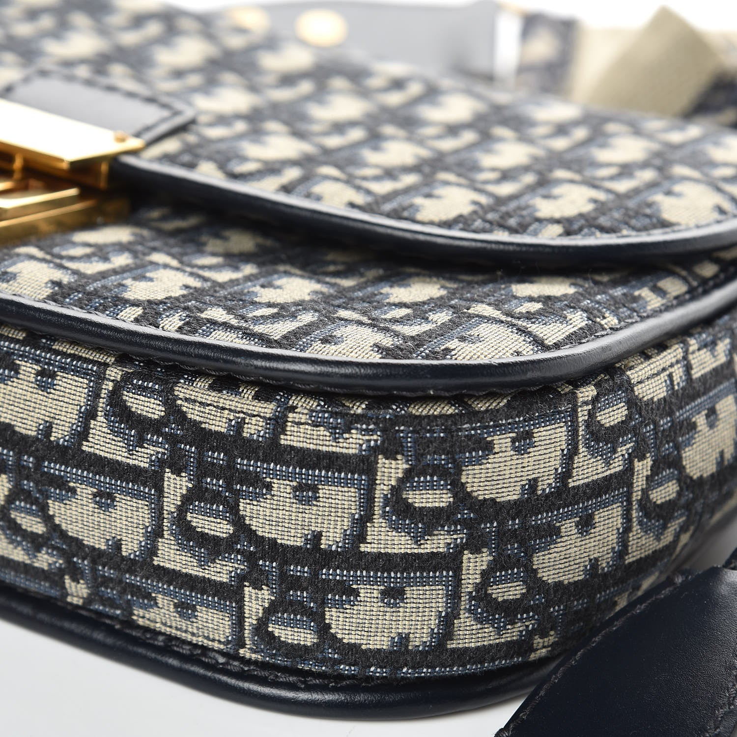 Christian Dior Oblique Flap Bag Navy Blue 10 of 10