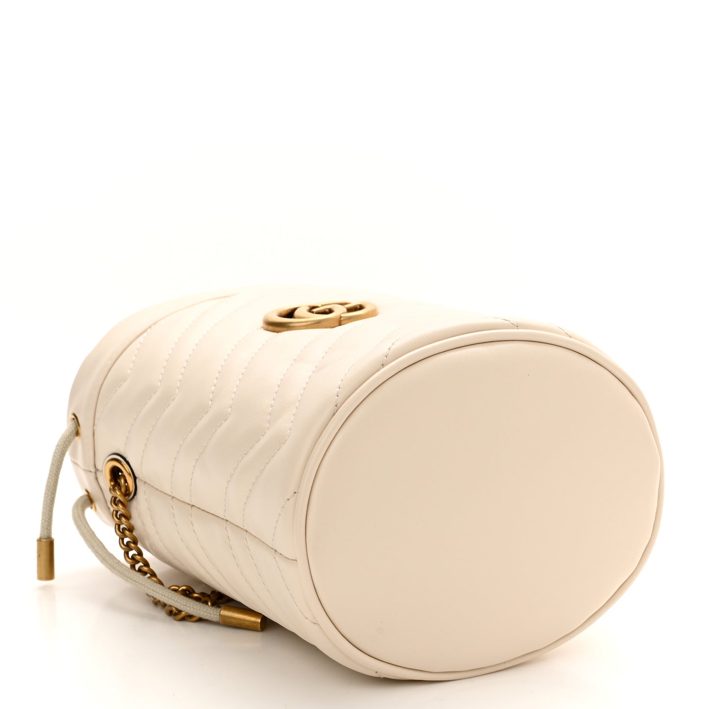 Calfskin Matelasse Mini GG Marmont 2.0 Bucket Bag White