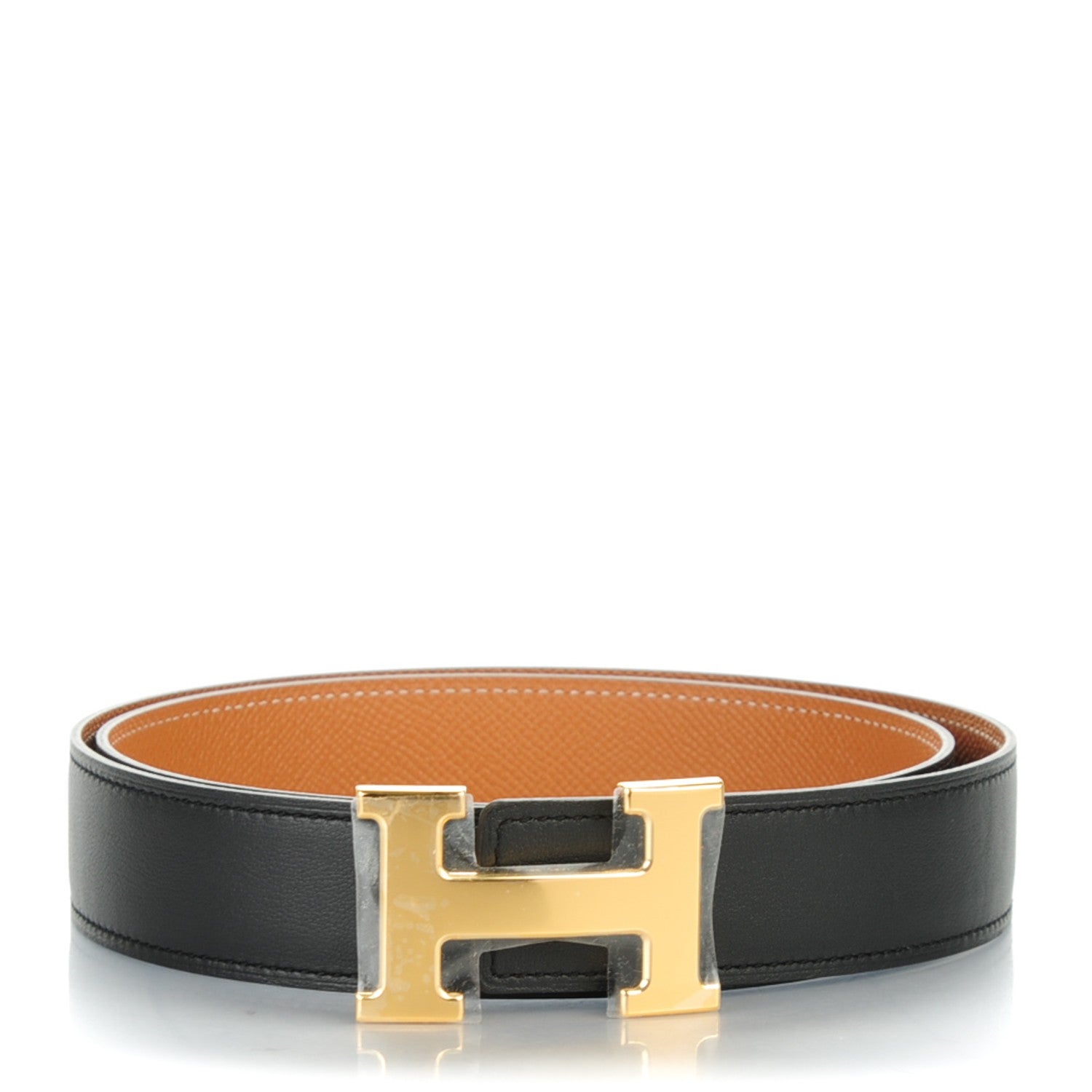 Hermes Swift Epsom 32mm H Belt 90 Black Gold 1 of 8