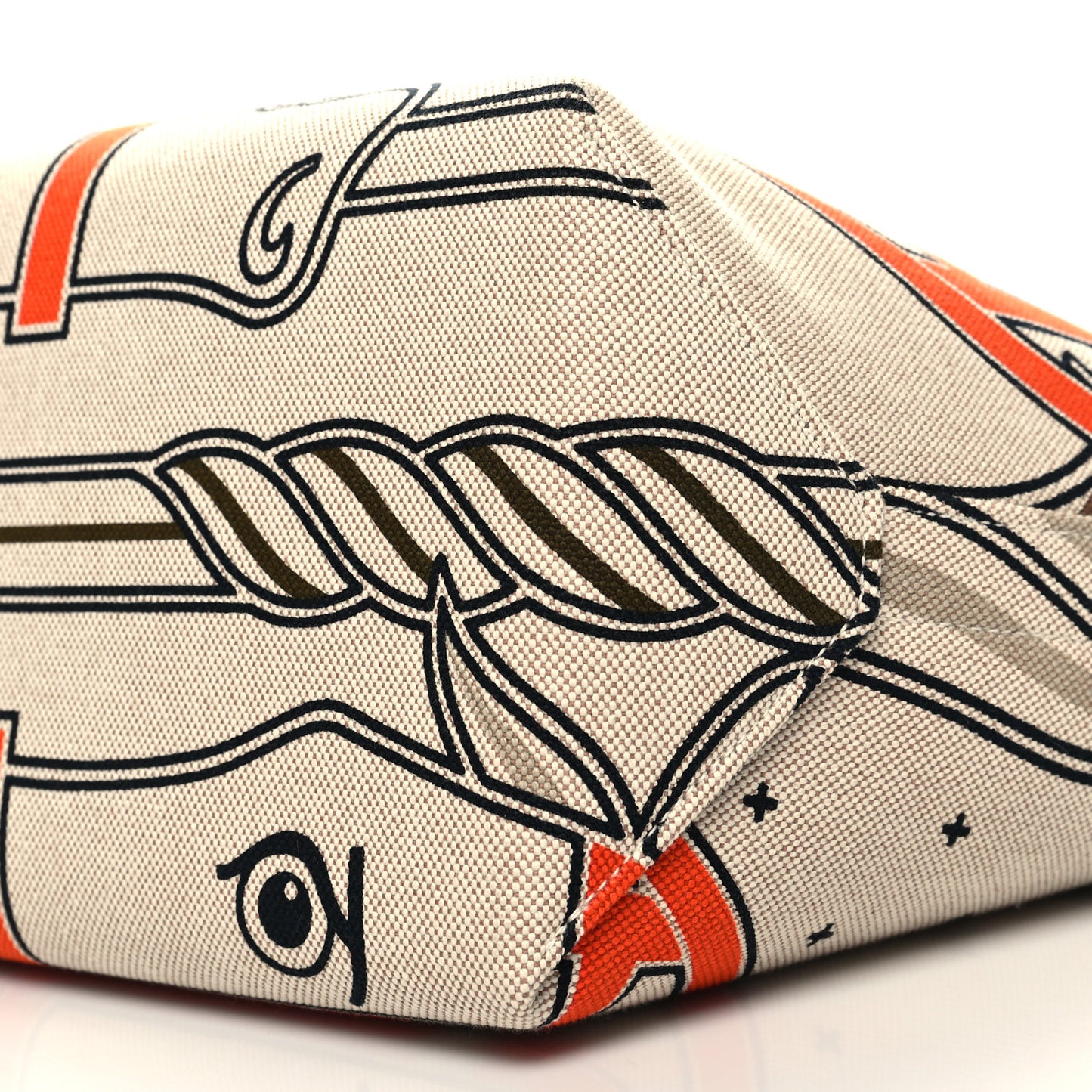 H Plume Canvas Swift Printed Quadrige au Fil Steeple 25 Bag Gris Beige Ecru Beige Gold