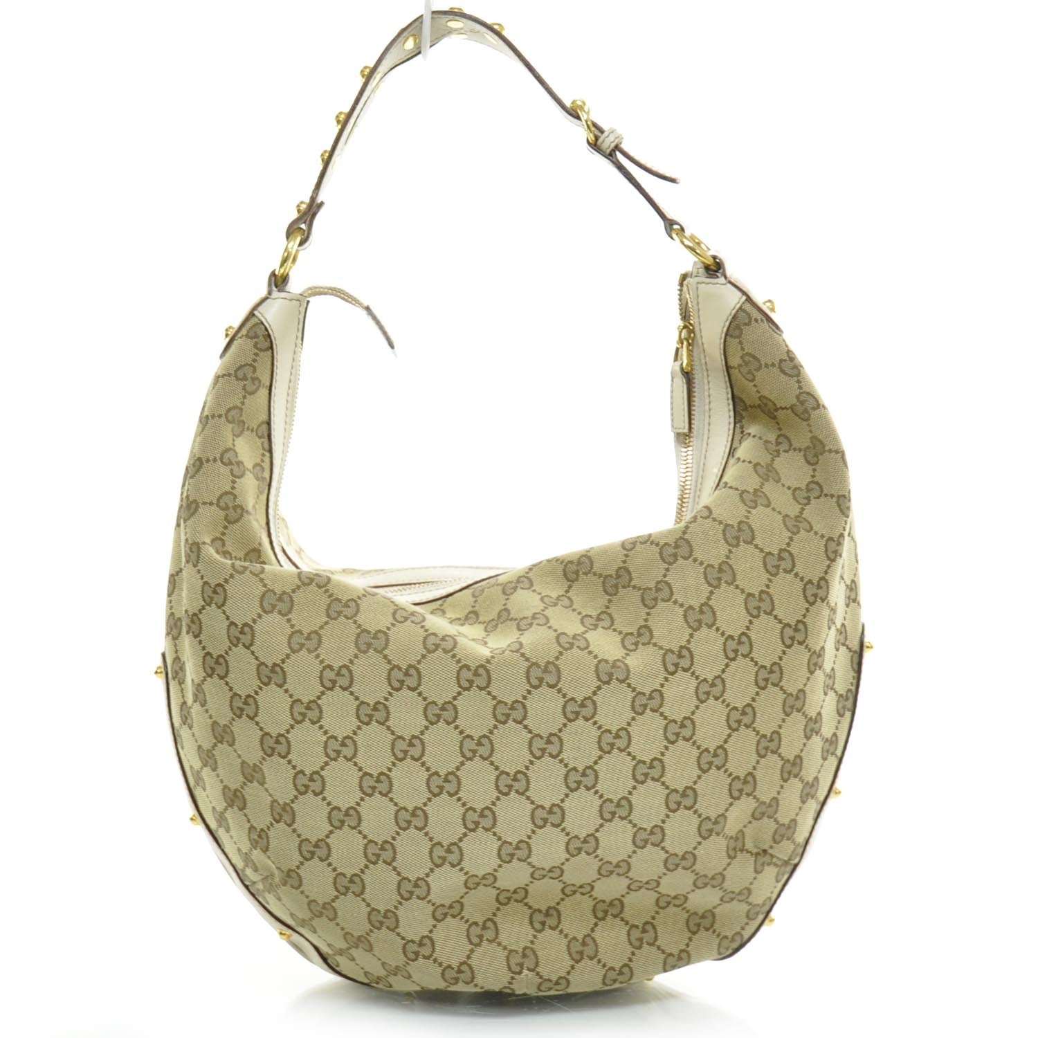 Gucci Monogram Large Studded Hobo Ivory 4 of 9