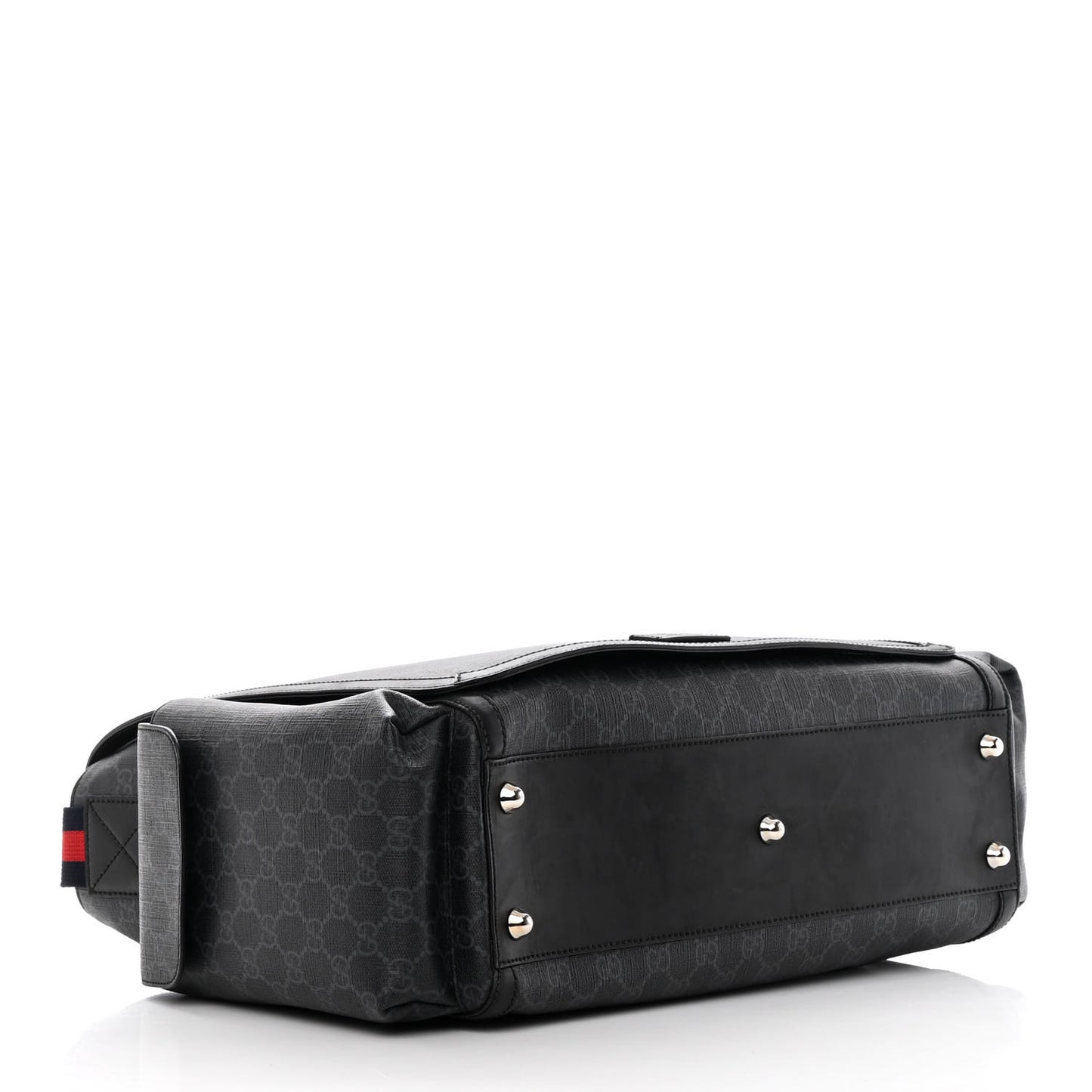 GG Supreme Monogram Web Messenger Diaper Bag Black Grey
