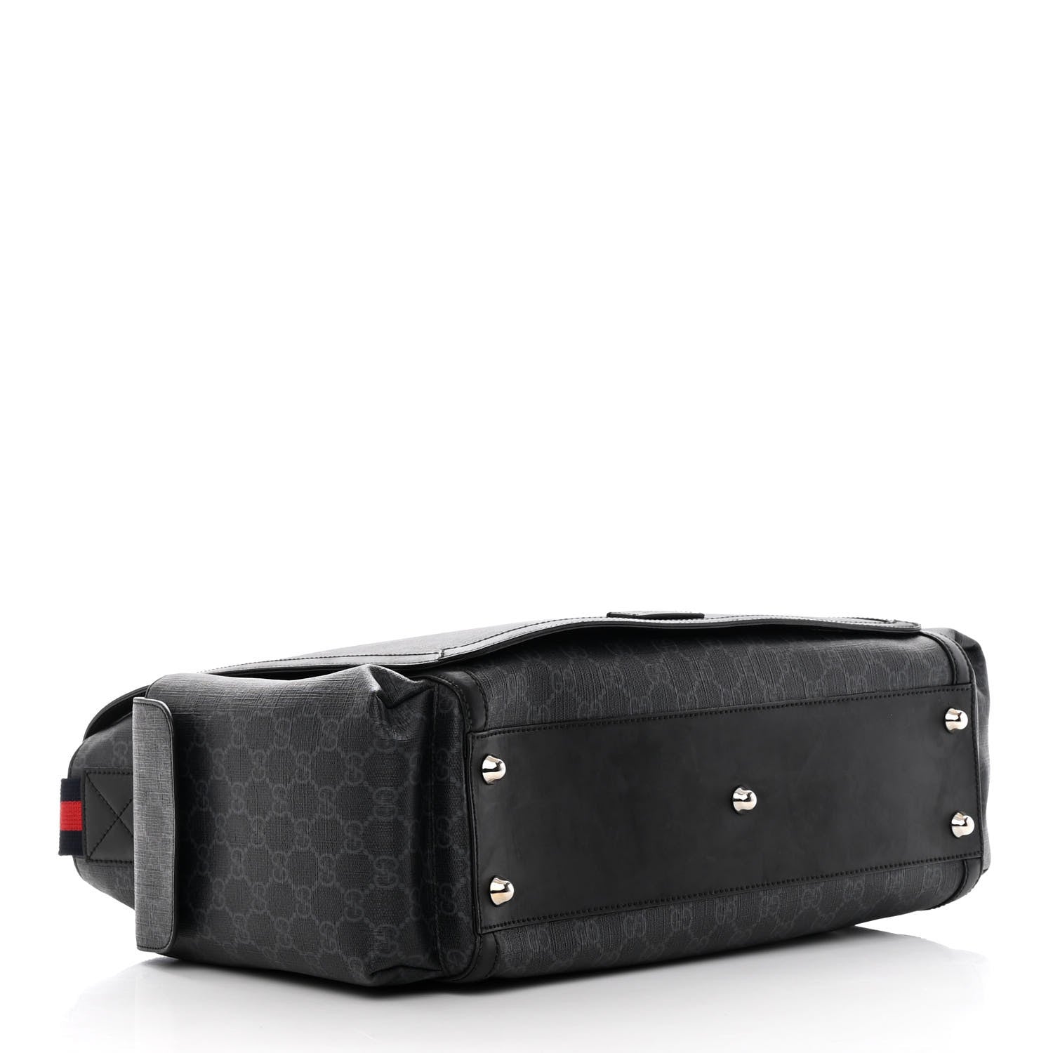 Gucci GG Supreme Monogram Web Messenger Diaper Bag Black Grey 4 of 15