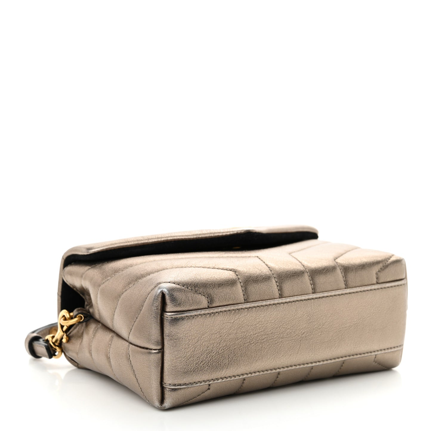 Metallic Calfskin Y Quilted Monogram Toy Loulou Crossbody Bag Piombo