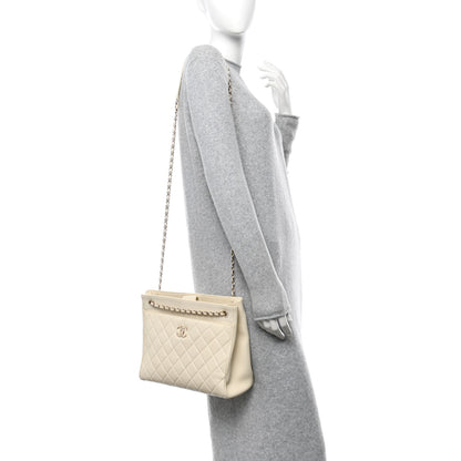 Chanel Caviar Quilted In Out Flap Shopping Tote White 3 of 17