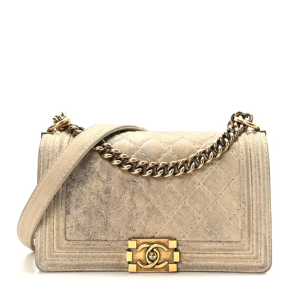 Chanel Iridescent Calfskin Quilted Medium Boy Flap Beige 1 of 9