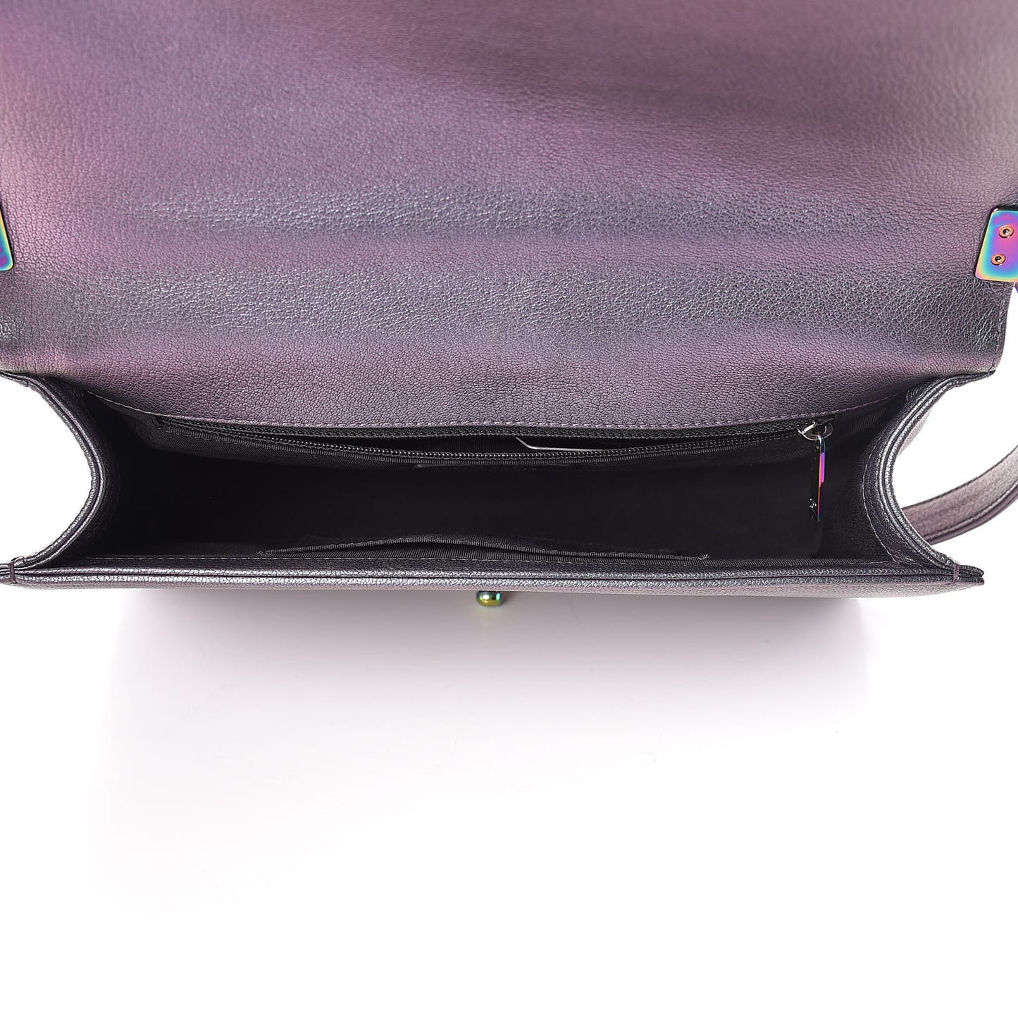 Iridescent Goatskin Quilted New Medium Boy Flap Purple