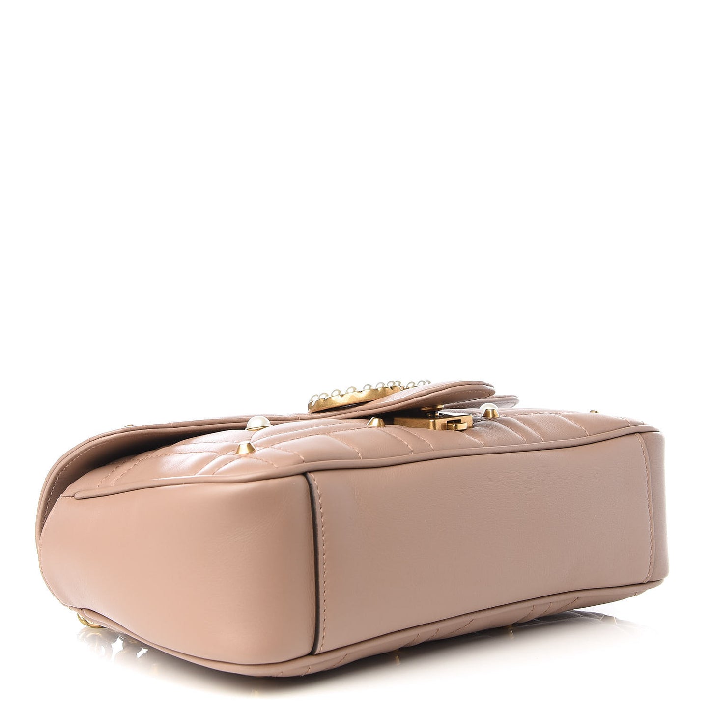 Calfskin Matelasse Studded Mini Pearly GG Marmont Shoulder Bag Porcelain Rose