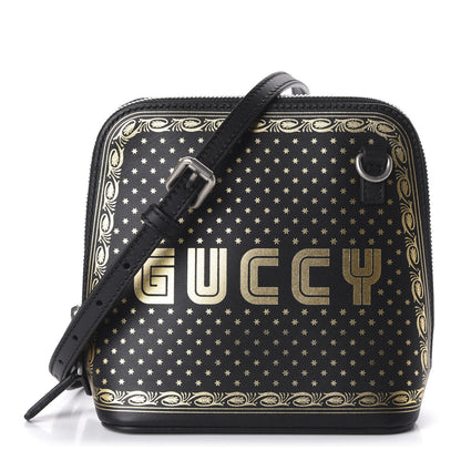 Gucci X SEGA Calfskin GUCCY Stars Mini Dome Shoulder Bag Black Gold 1 of 10