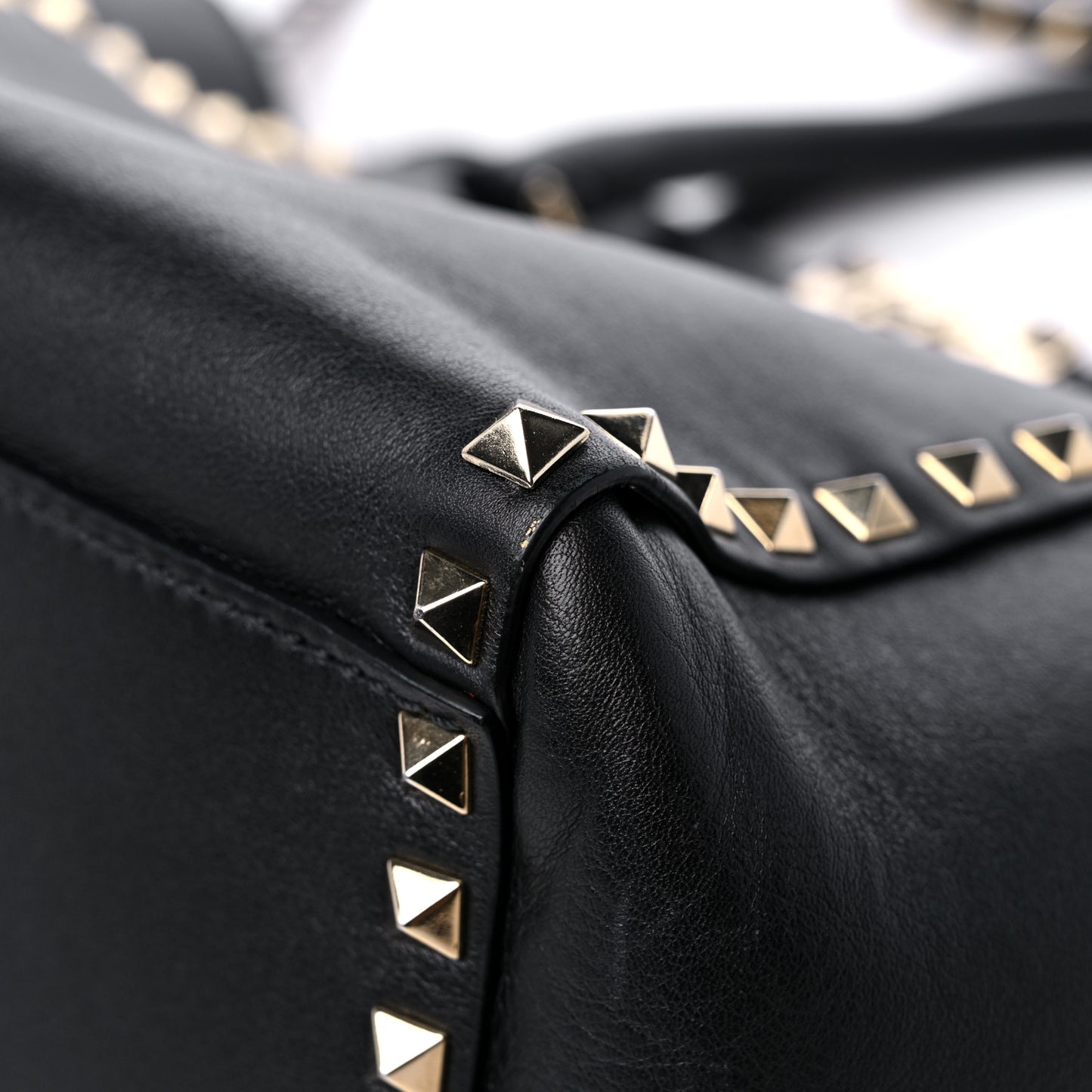 Vitello Rockstud Double Handle Tote Black
