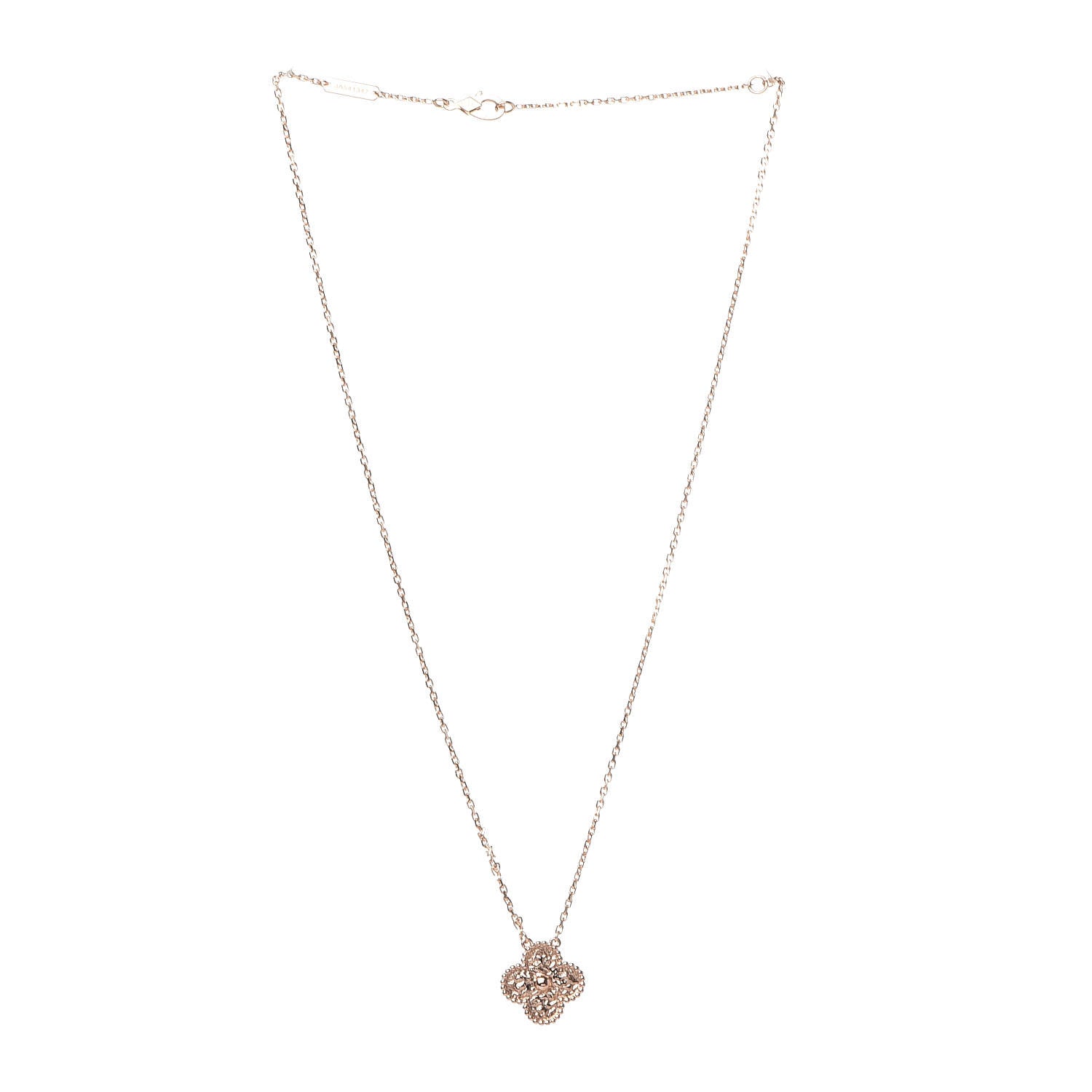 Van Cleef & Arpels 18K Rose Gold Vintage Alhambra Pendant Necklace 3 of 8