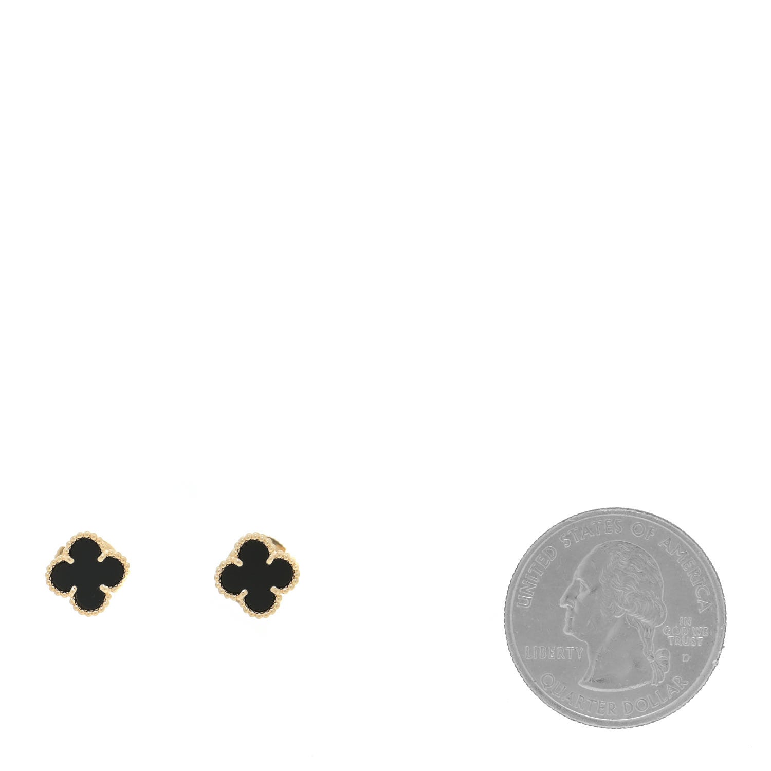 Van Cleef & Arpels 18K Yellow Gold Black Onyx Sweet Alhambra Earrings 2 of 4