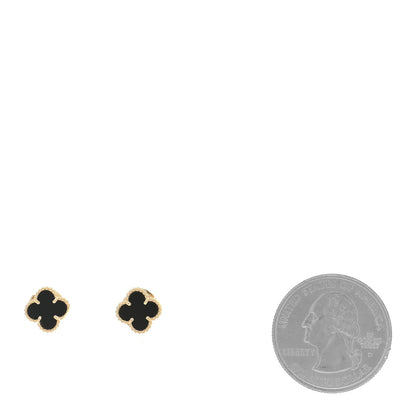 Van Cleef & Arpels 18K Yellow Gold Black Onyx Sweet Alhambra Earrings 2 of 4