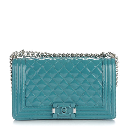 Chanel Patent Calfskin Quilted Medium Plexiglass Boy Flap Blue 1 of 9