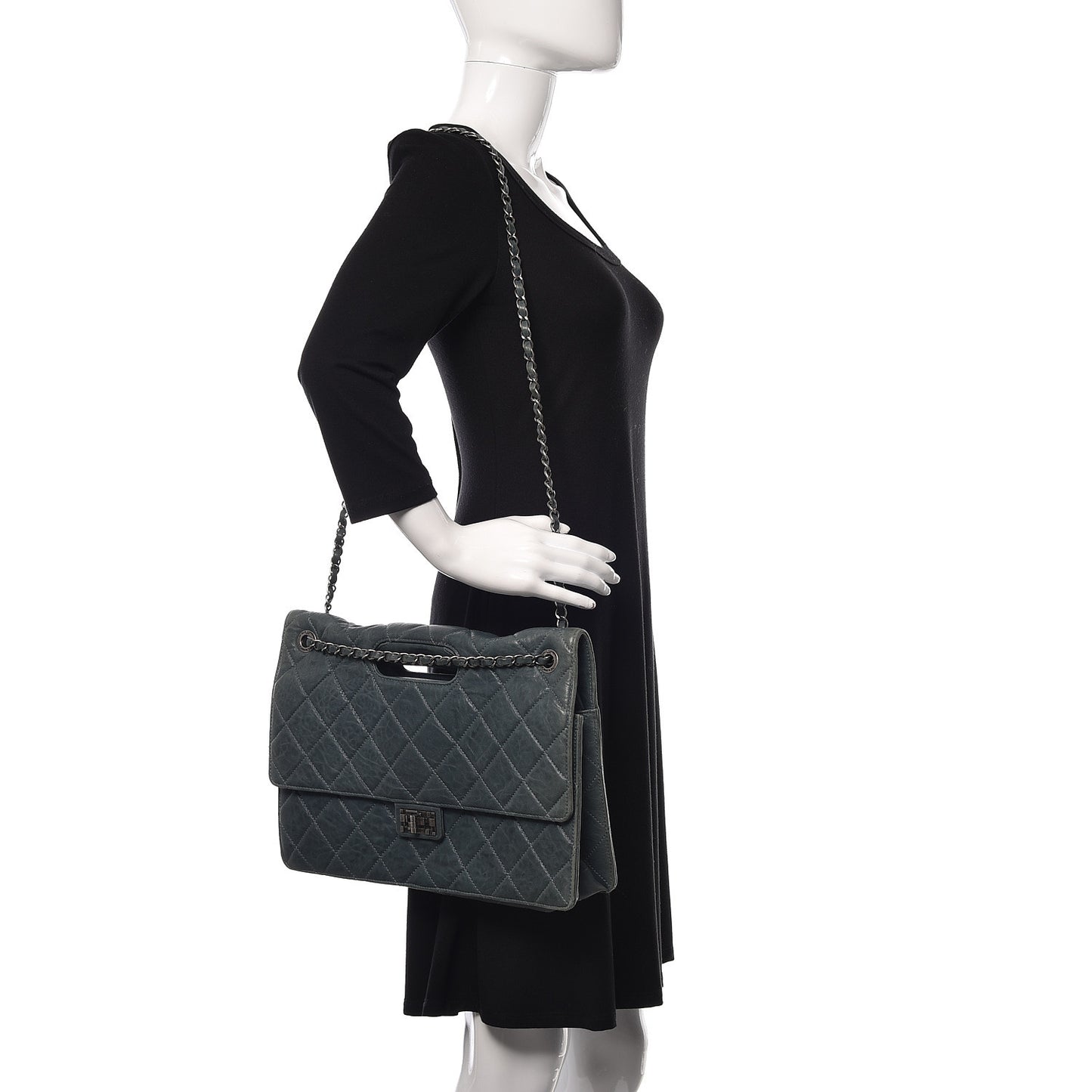 Washed Lambskin Quilted Maxi Take Away Flap Turquoise