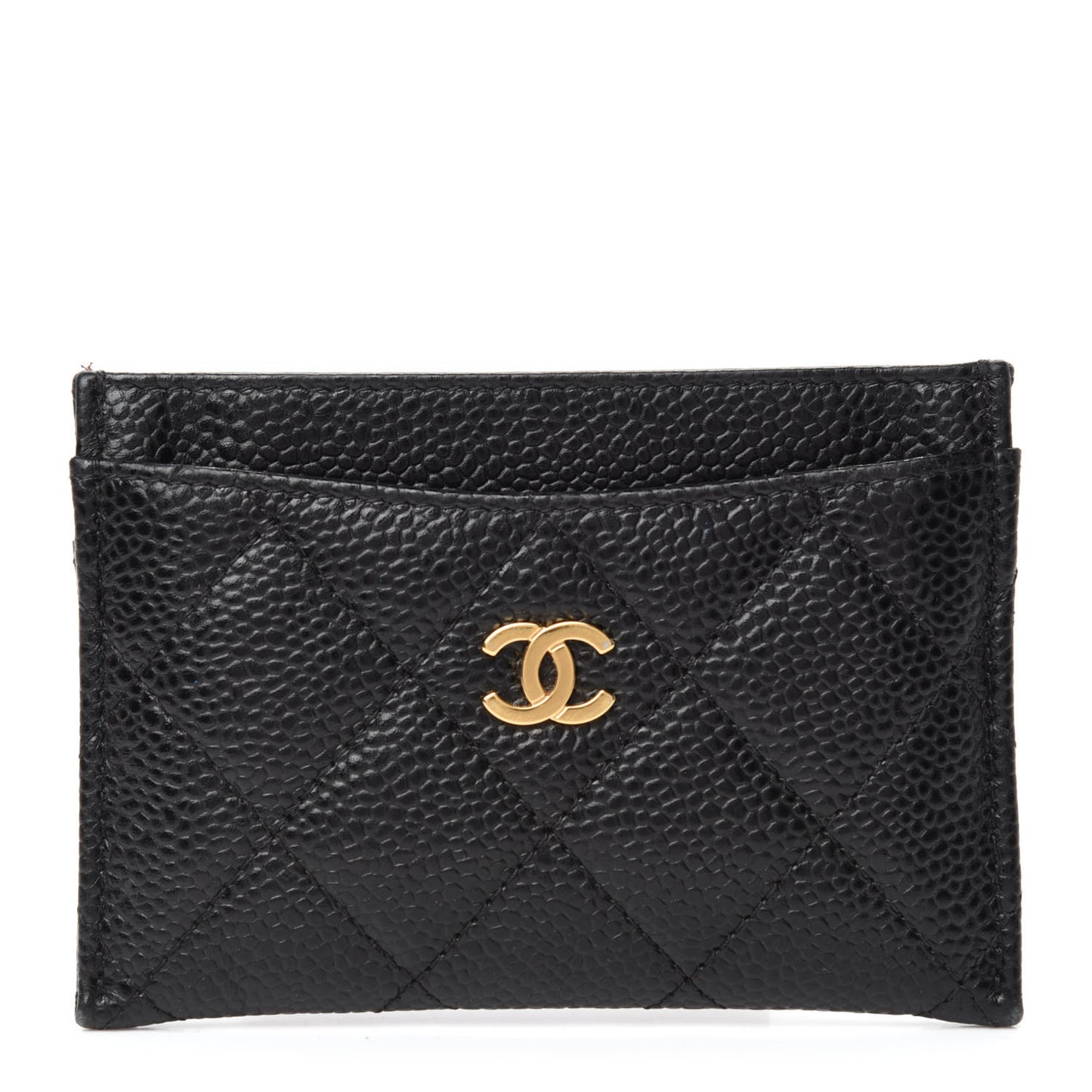 Caviar Quilted Card Holder Black