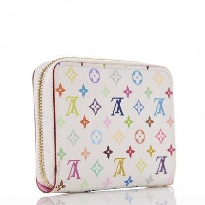 Louis Vuitton Monogram Multicolor Zippy Coin Purse Wallet White Litchi 3 of 8