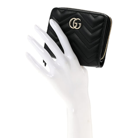 Calfskin Matelasse GG Marmont Compact Wallet Black