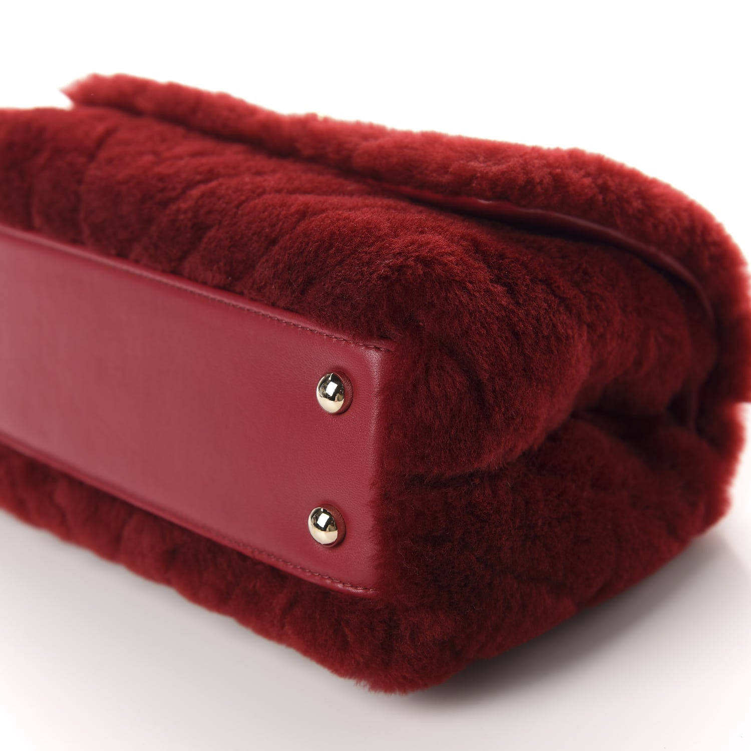 Chanel Shearling Lambskin Coco Handle Flap Dark Red 7 of 10