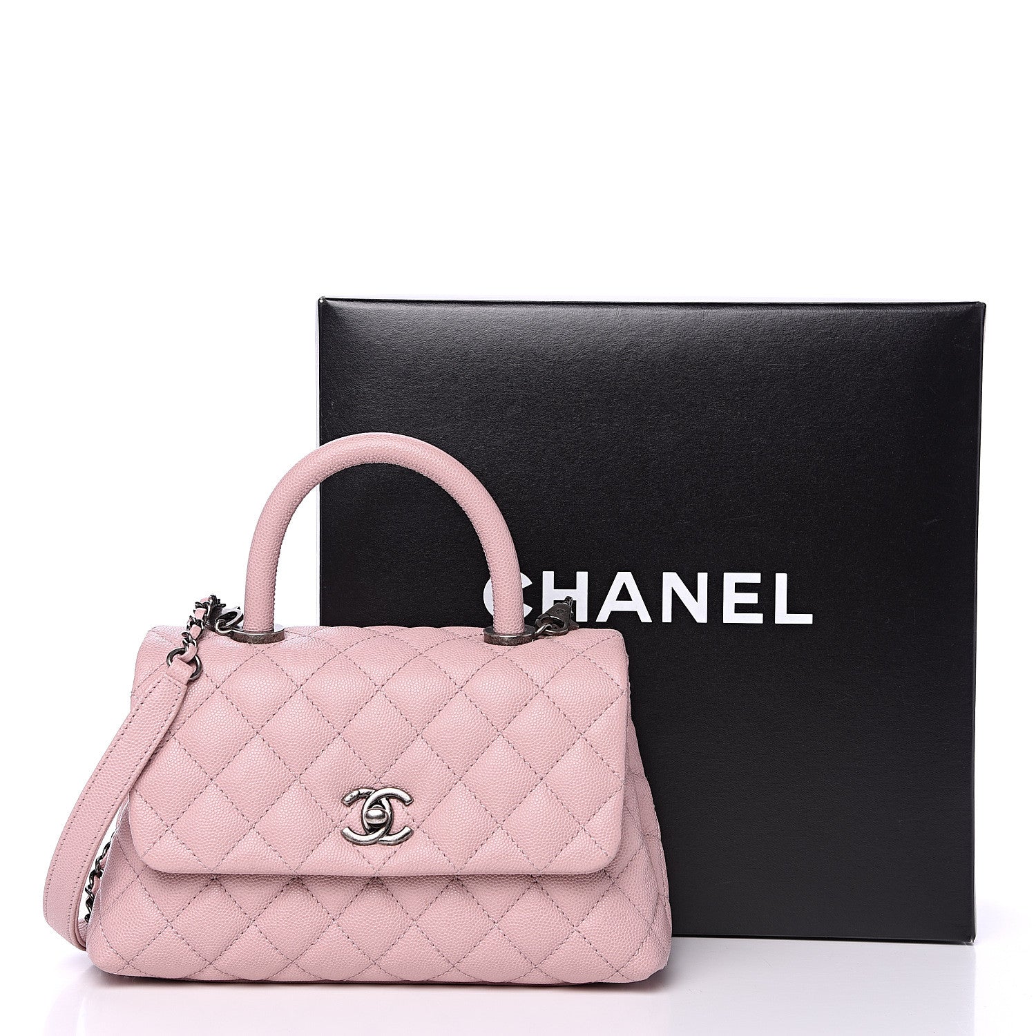 Chanel Caviar Quilted Mini Coco Handle Flap Pink 10 of 10