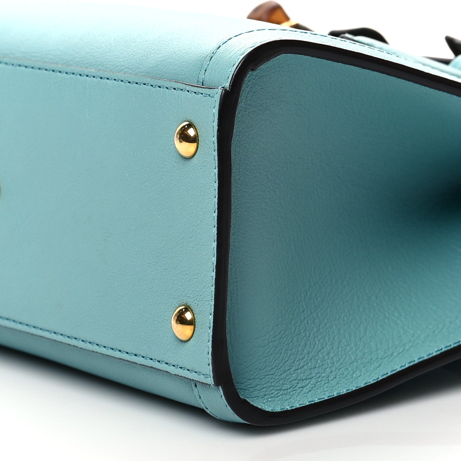 Gucci Wonka Grain Calfskin Mini Diana Tote Bag Dusty Azure Orange Fluo 11 of 11