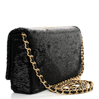 Chanel Sequin Paris Cosmopolite Dare To Disturb Flap Black Gold 2 of 9