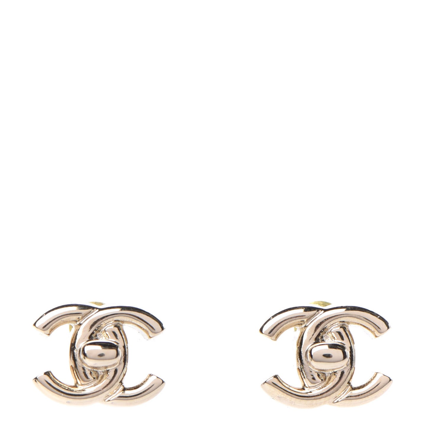 Metal CC Turnlock Earrings Gold