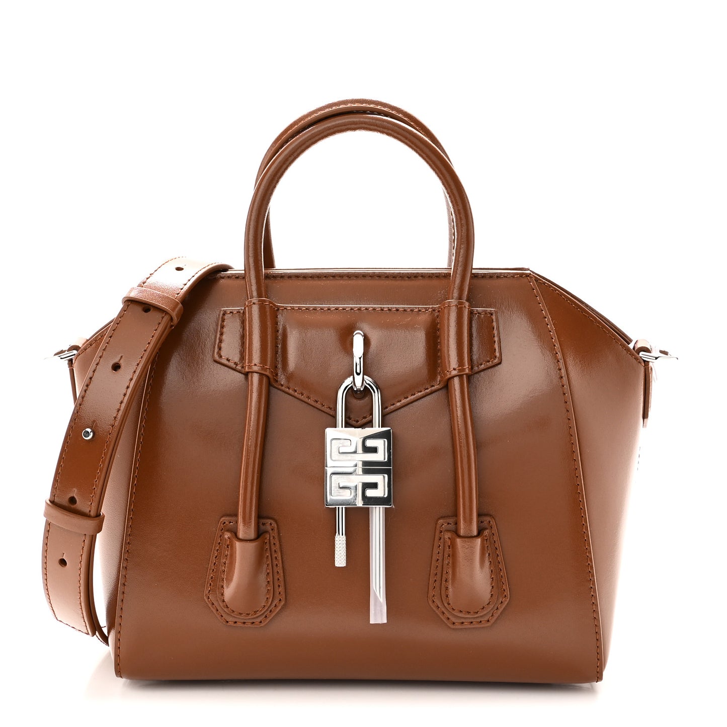 Box Calfskin Mini Lock Antigona Shoulder Bag Beige Chestnut