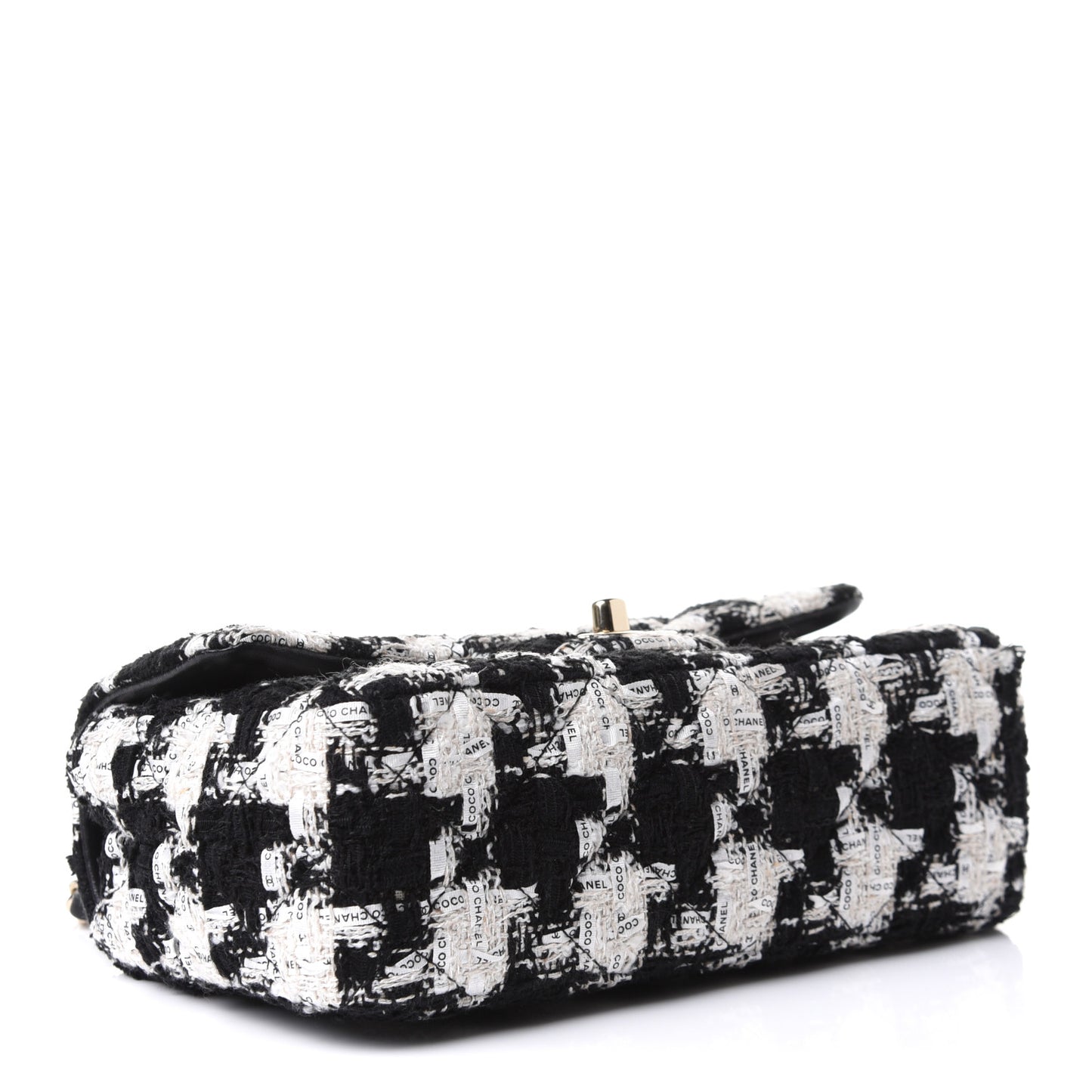 Tweed Quilted Mini Rectangular Flap Black Ecru White
