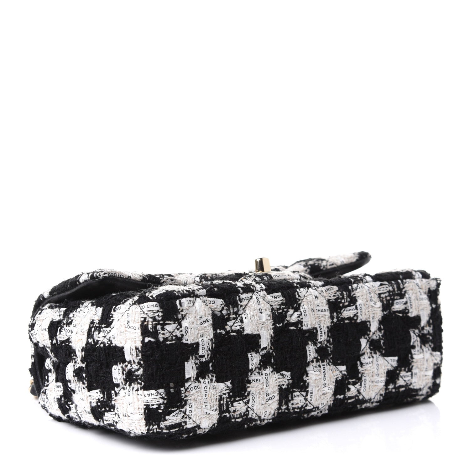Chanel Tweed Quilted Mini Rectangular Flap Black Ecru White 4 of 12