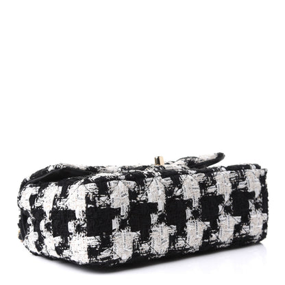 Chanel Tweed Quilted Mini Rectangular Flap Black Ecru White 4 of 12