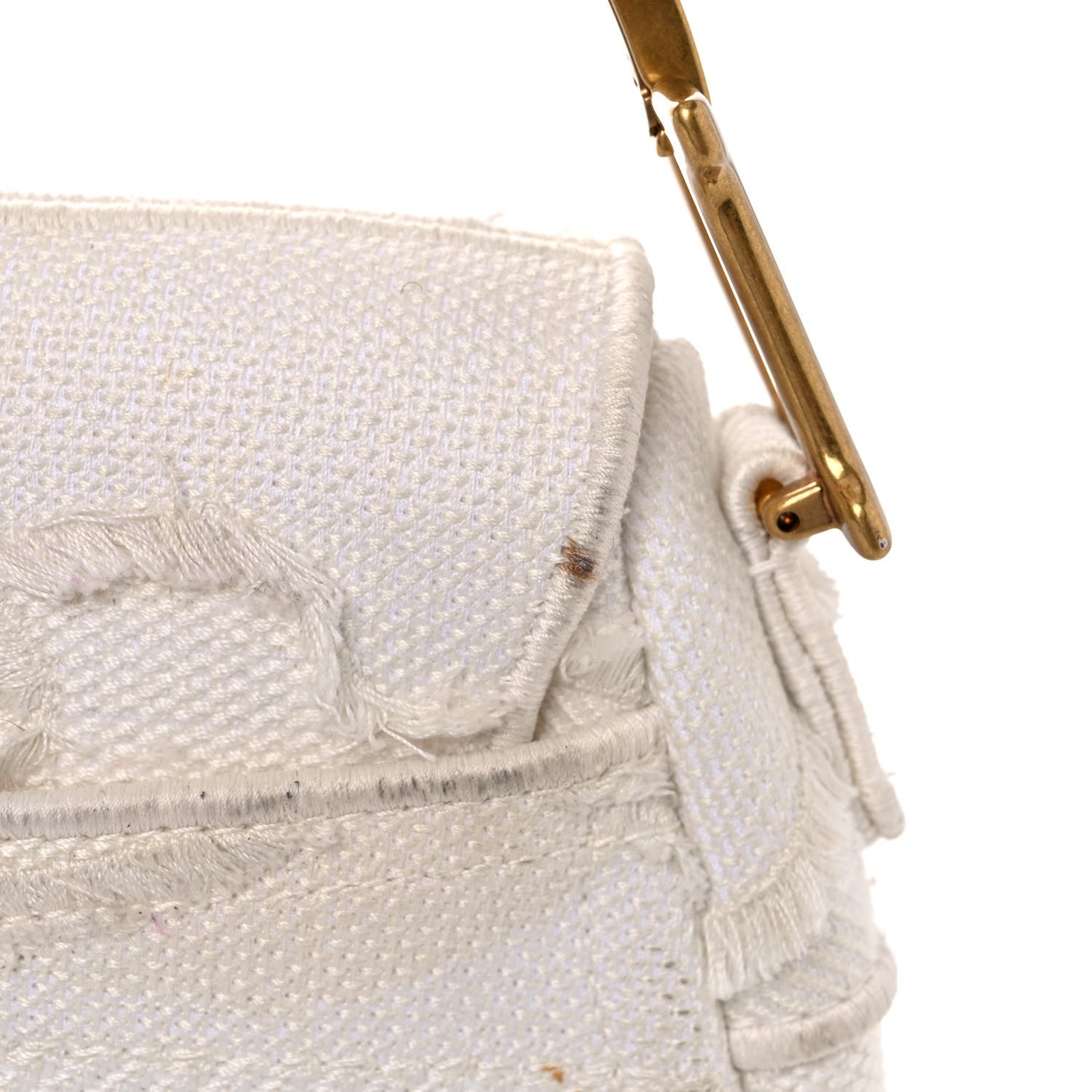 Canvas Embroidered Camouflage Saddle Bag White