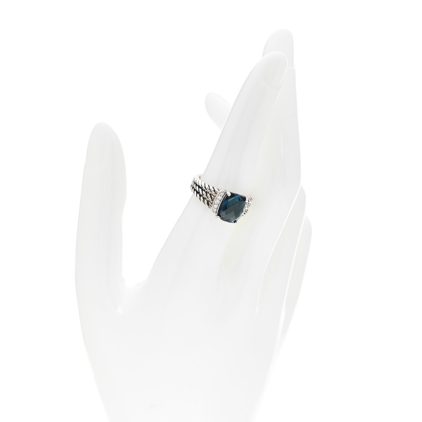 Sterling Silver Diamond Hampton Blue Topaz 10mm Petite Wheaton Ring 54 7