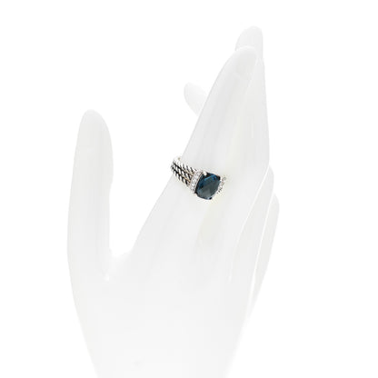 David Yurman Sterling Silver Diamond Hampton Blue Topaz 10mm Petite Wheaton Ring 54 7 2 of 5