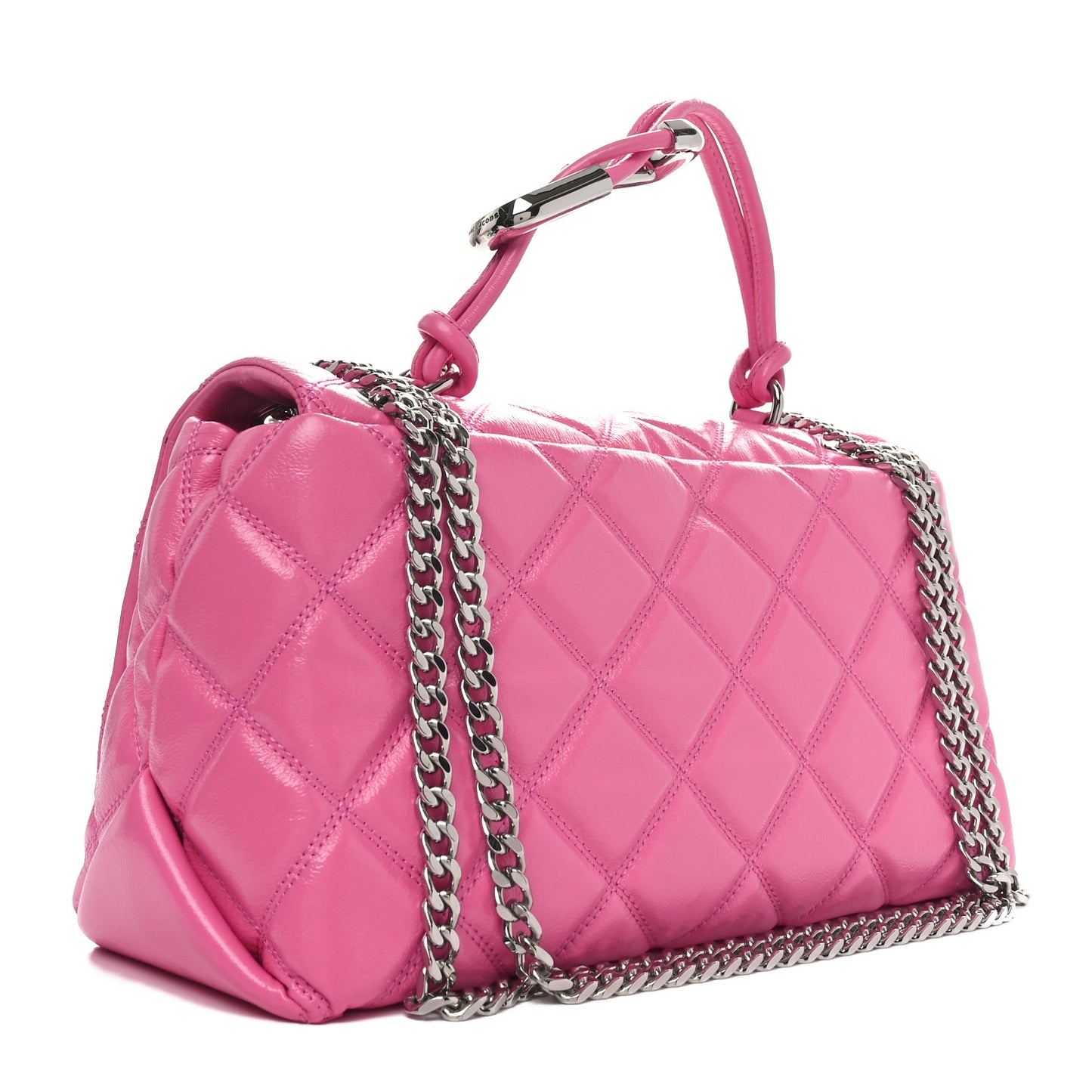 Lambskin Quilted Dual Convertible Medium Shoulder Bag Bow Pink