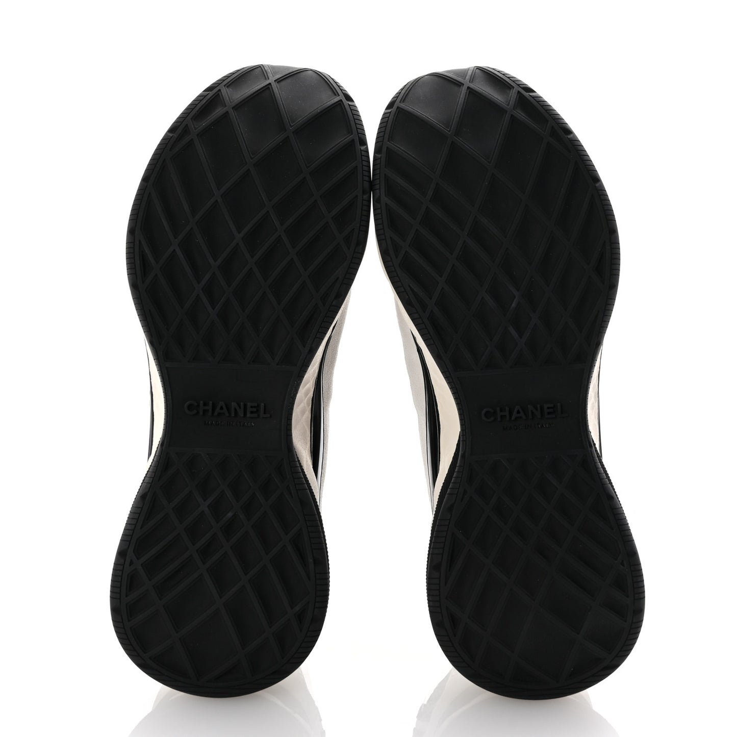 Fabric Suede Calfskin Sneakers 36 White Black