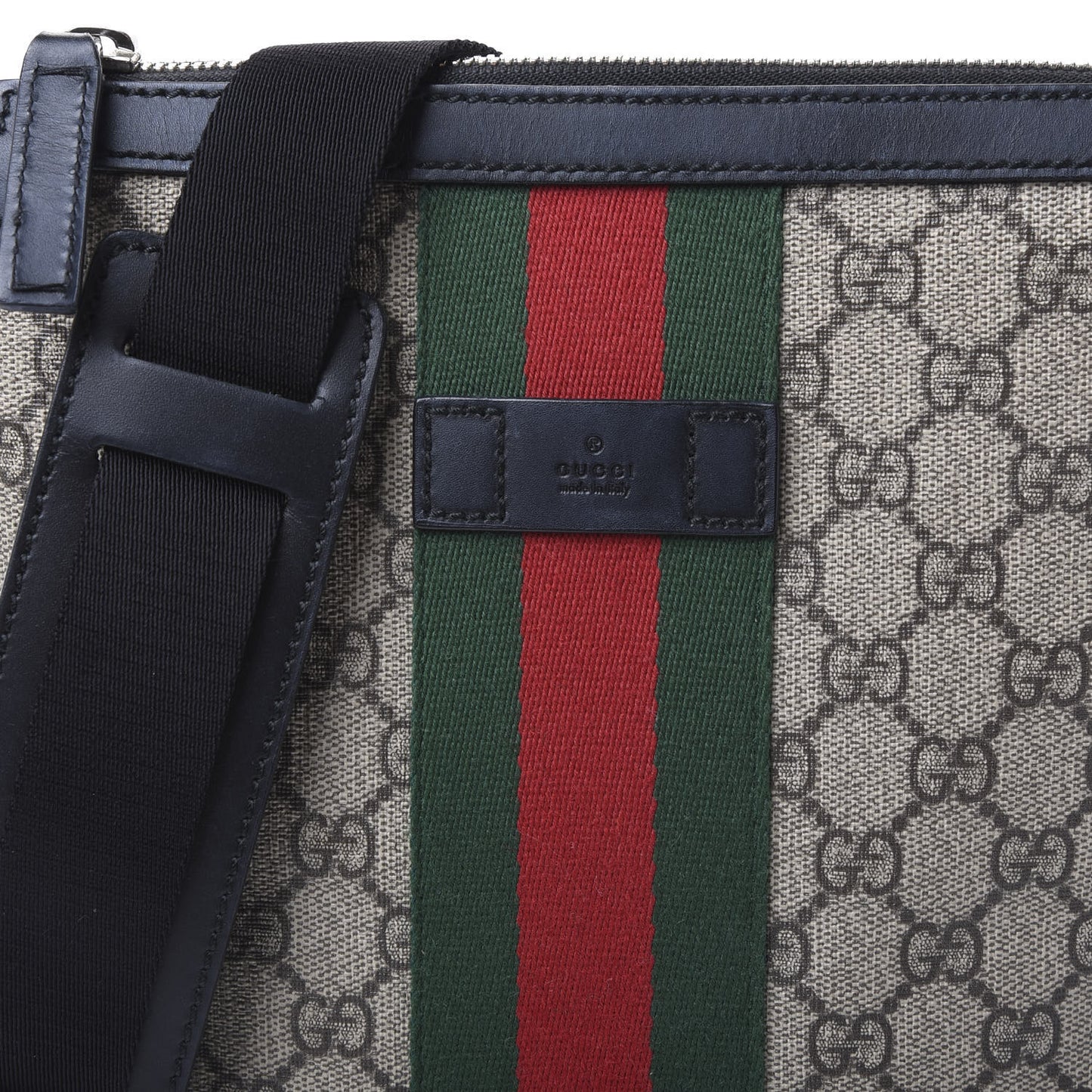 GG Supreme Monogram Web Messenger Bag Black