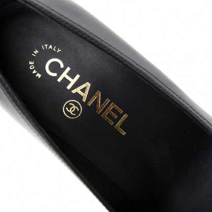 Chanel Calfskin Grosgrain Crystal Cap Toe Logo Pumps 36.5 Black 8 of 9