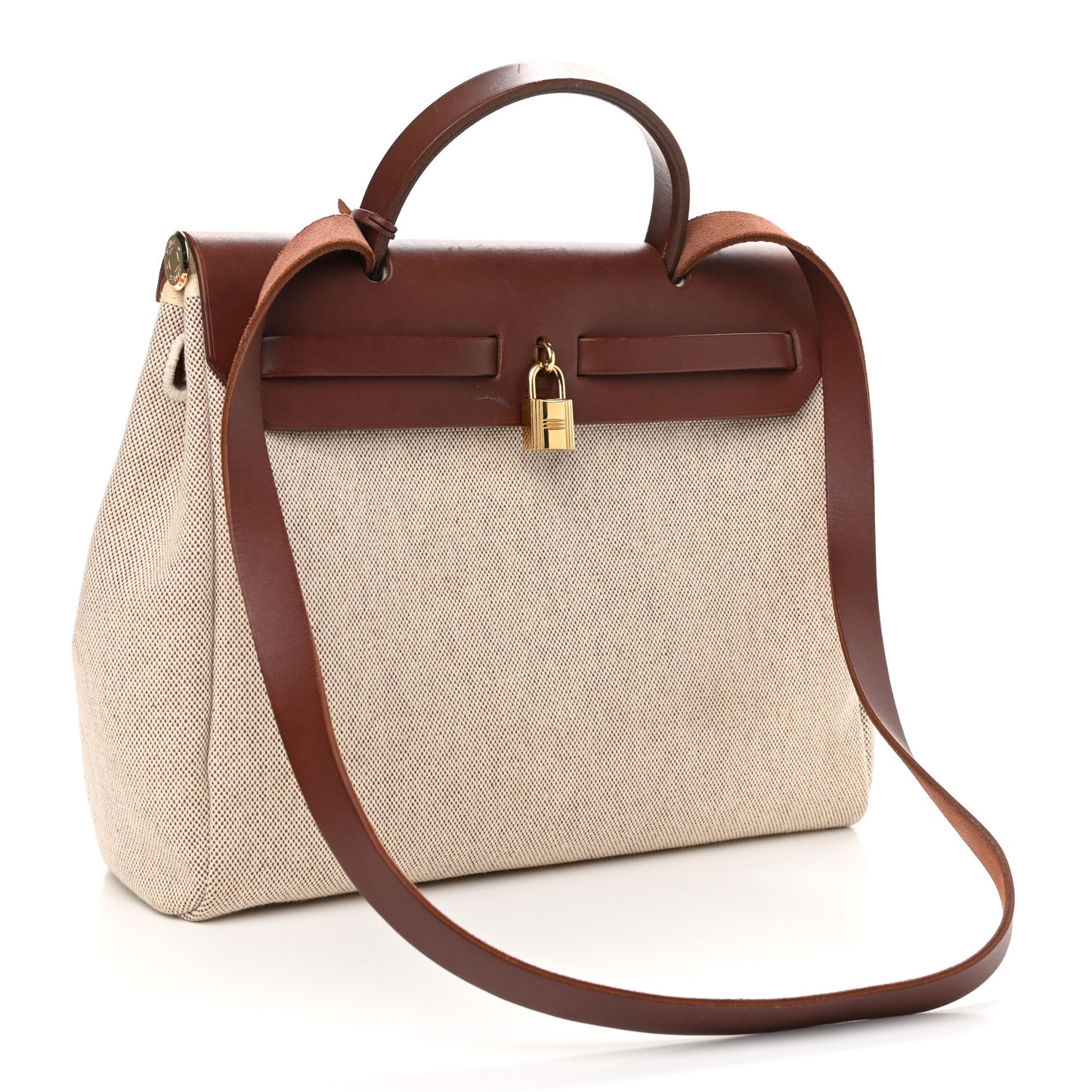 Toile Vache Calfskin Herbag 30 PM Natural Havane