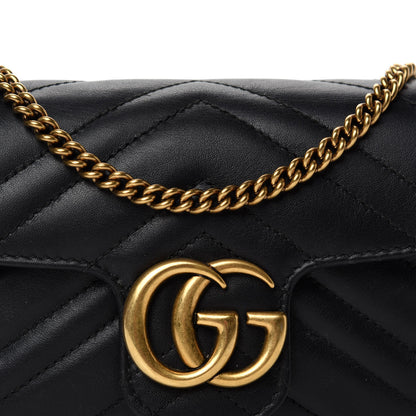 Gucci Calfskin Matelasse Super Mini GG Marmont Shoulder Bag Black 13 of 13