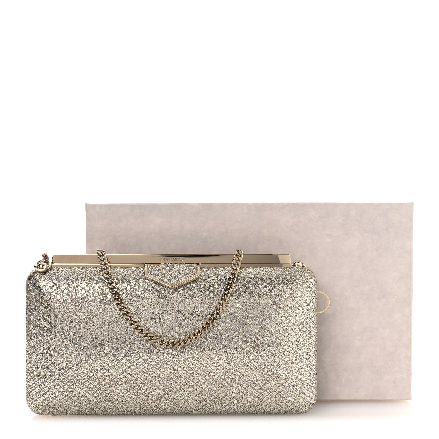 Jimmy Choo Glitter Ellipse Clutch Champagne 11 of 11