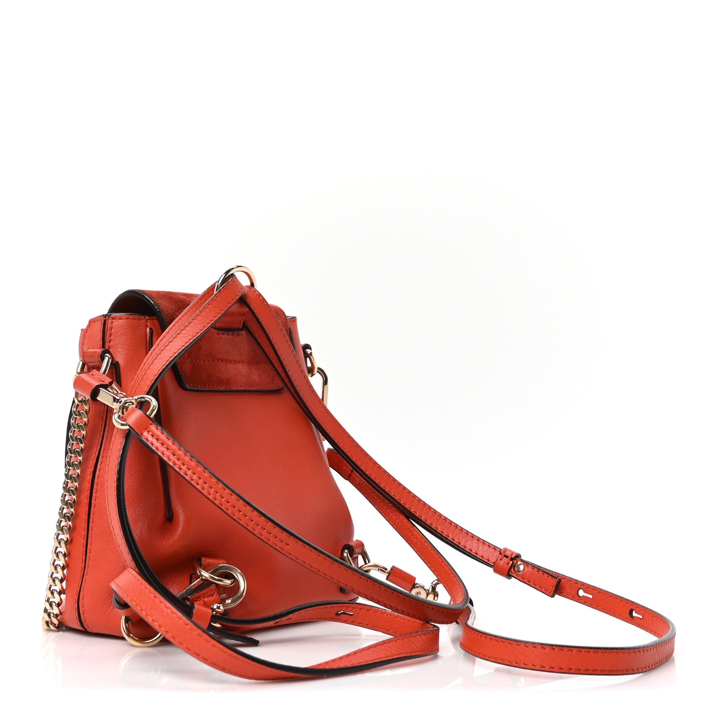CHLOÉ Mini Faye backpack Women's Sepia Red Size OneSize 100% Calf-skin leather