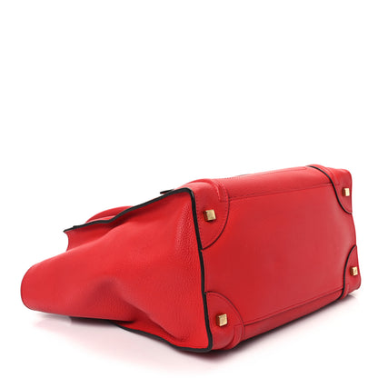 Celine Drummed Calfskin Mini Luggage Coquelicot 4 of 12