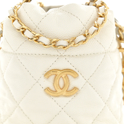 Chanel Caviar Quilted Coco First Bucket Clutch With Chain White 8 of 10