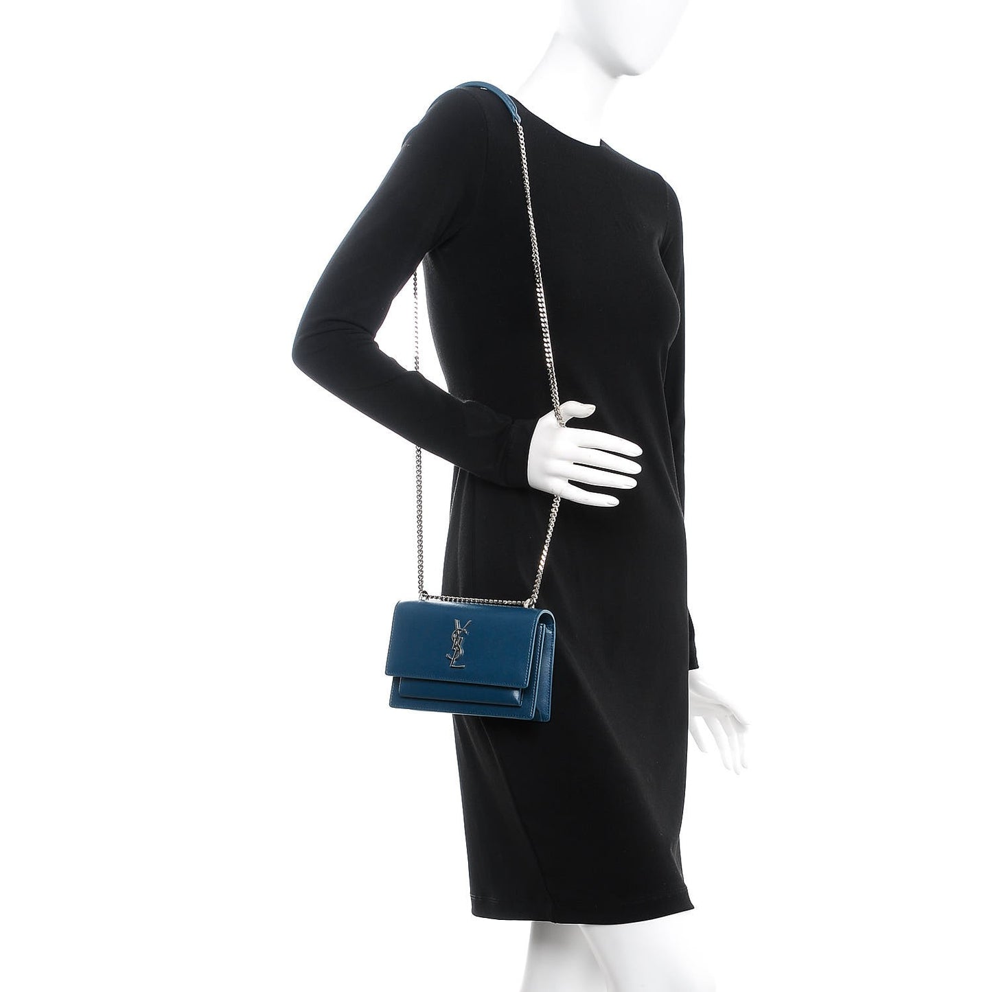 Calfskin Monogram Sunset Chain Wallet Peacock