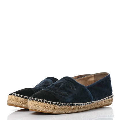 Chanel Velvet CC Espadrilles 39 Dark Navy Black 4 of 17