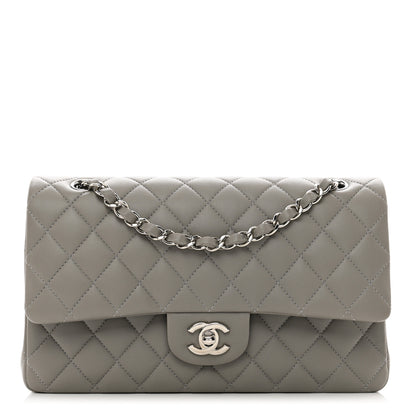 Chanel Lambskin Quilted Medium Double Flap Grey 1 of 10