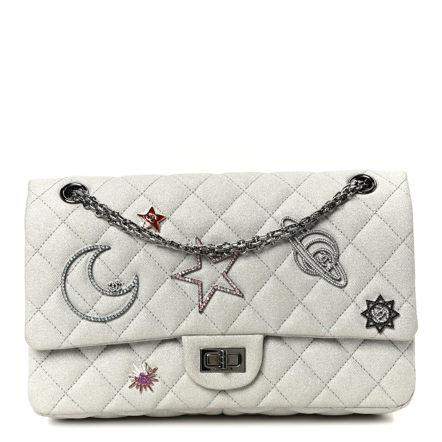 Metallic Canvas Space Charms 2.55 Reissue 226 Flap Silver